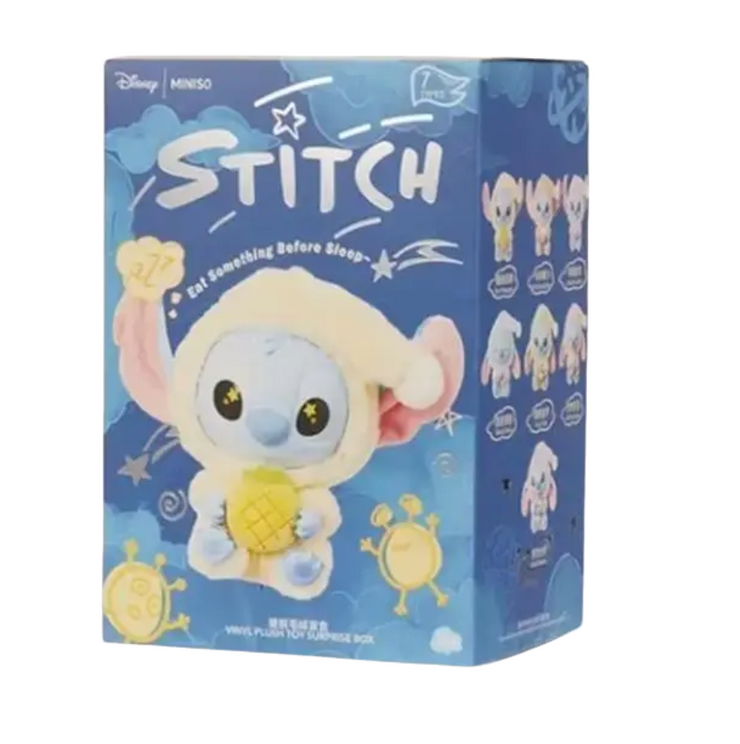 Miniso Top Toy Disney Stich Eating Something Before Sleep Plush Keychain Single Blind Box